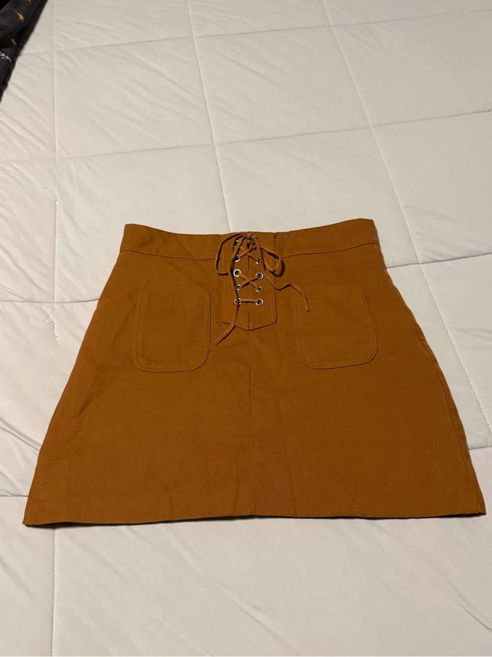 Women's Lace-Up Pocket Mini Skirt - Brown
